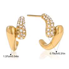 Charger l'image dans la galerie, Arthemise boucles d'oreilles doubles goutes zircons acier inoxydable