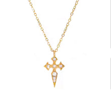 Charger l'image dans la galerie, Maria, collier chaine croix plaqué or 18 kt zircons