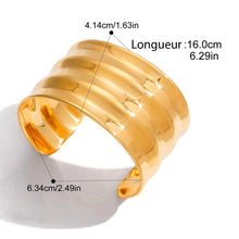 Load image into Gallery viewer, Iris, solid large 18kt gold-plated bracelet