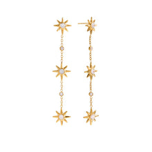 Charger l'image dans la galerie, Adrienne, boucles fini or 18 carat, soleil pendant avec zircons
