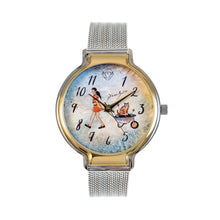 Load image into Gallery viewer, Gold and stainless steel trendy watch / GIRL WHEELBROUETTE CHAT