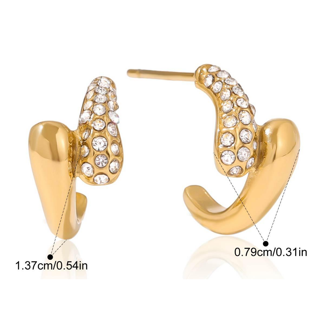 Arthemise boucles d'oreilles doubles goutes zircons acier inoxydable