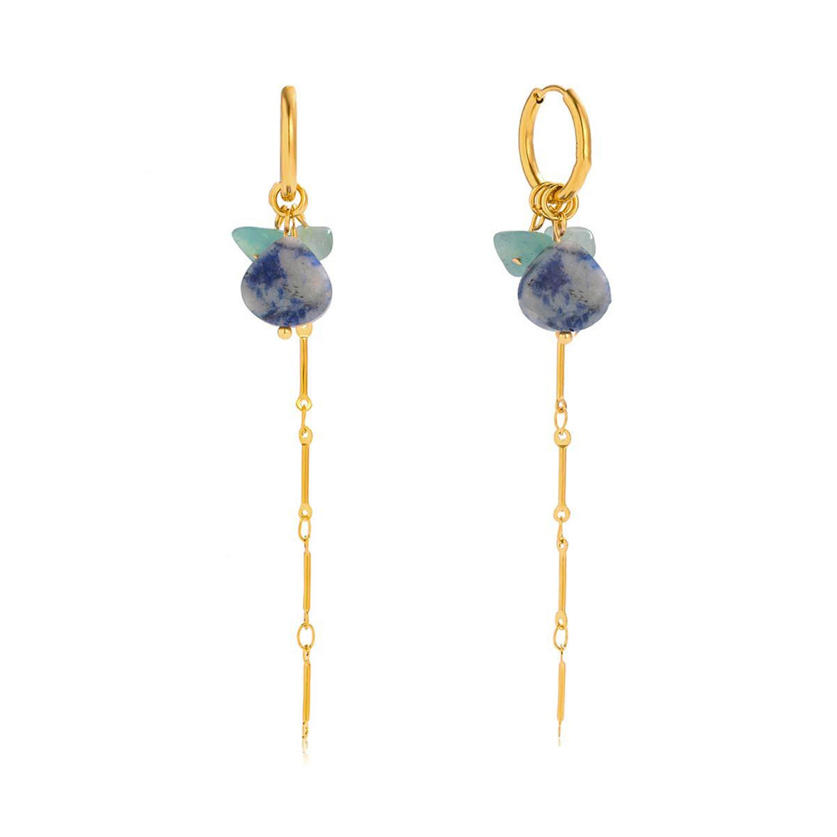 Alexia, anneaux doré 18 carat avec pierres naturel bleu vert