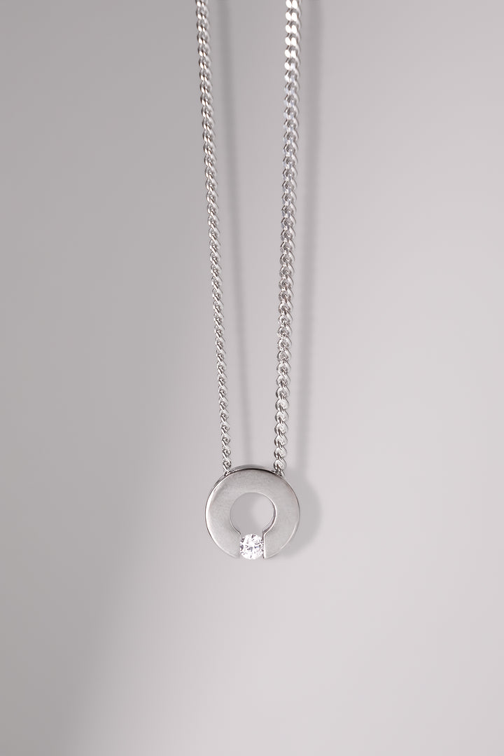 COLLIER ROND ZIRCON FLOTANT/ARGENT STERLING