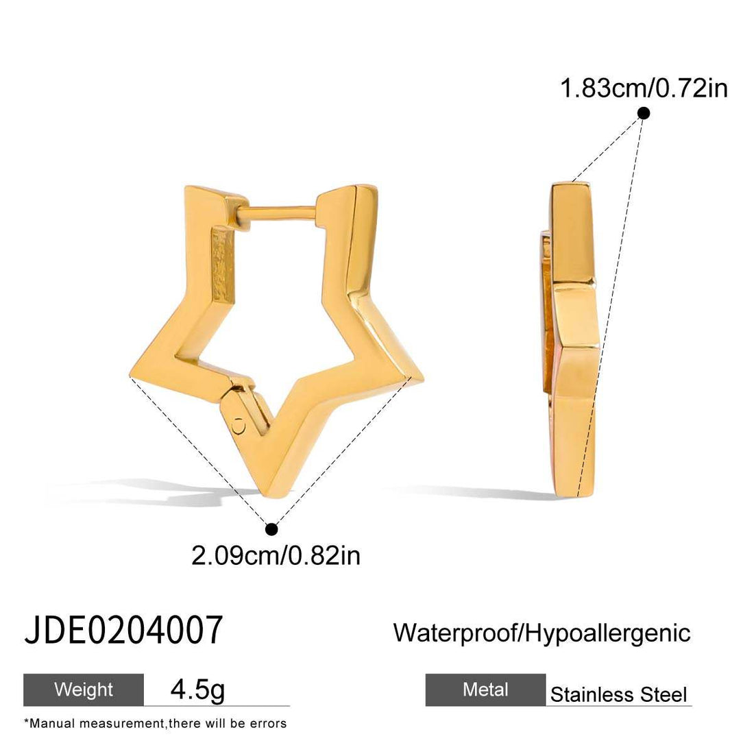 Etoile, boucles d'oreilles, plaqué or 18 carats
