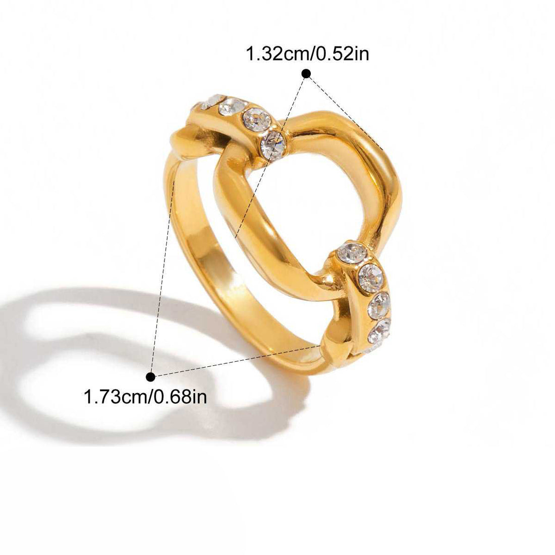 Ana, bague, plaqué or 18 kt rond zircons
