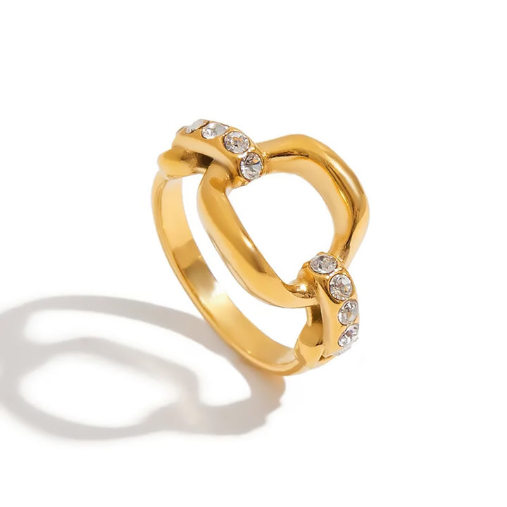 Ana, bague, plaqué or 18 kt rond zircons