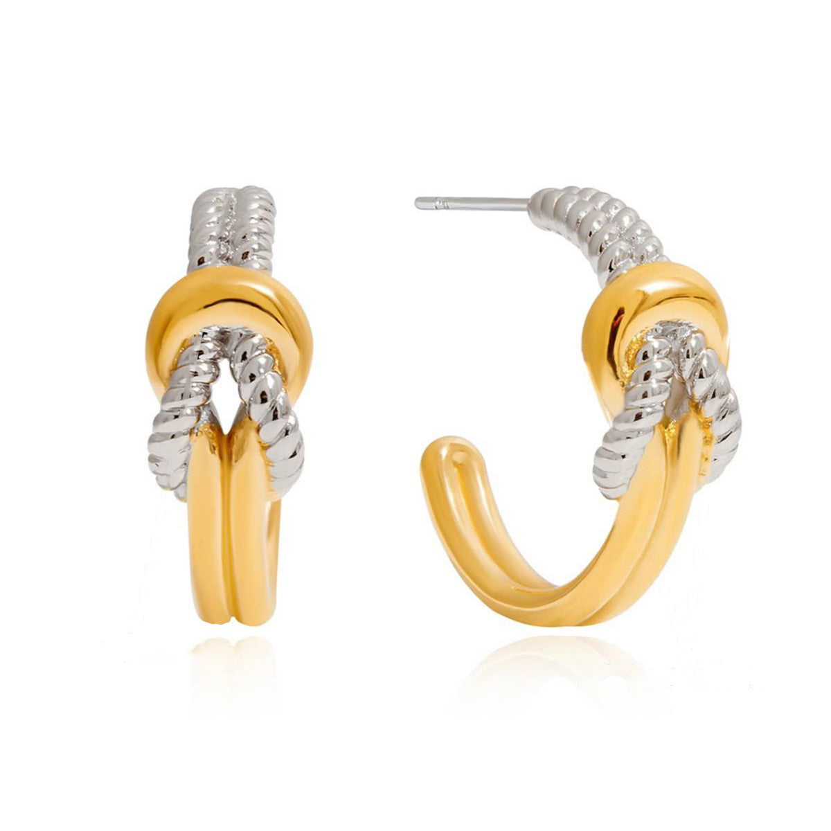 Agathe boucles d'oreilles creole deux tons noeux marine