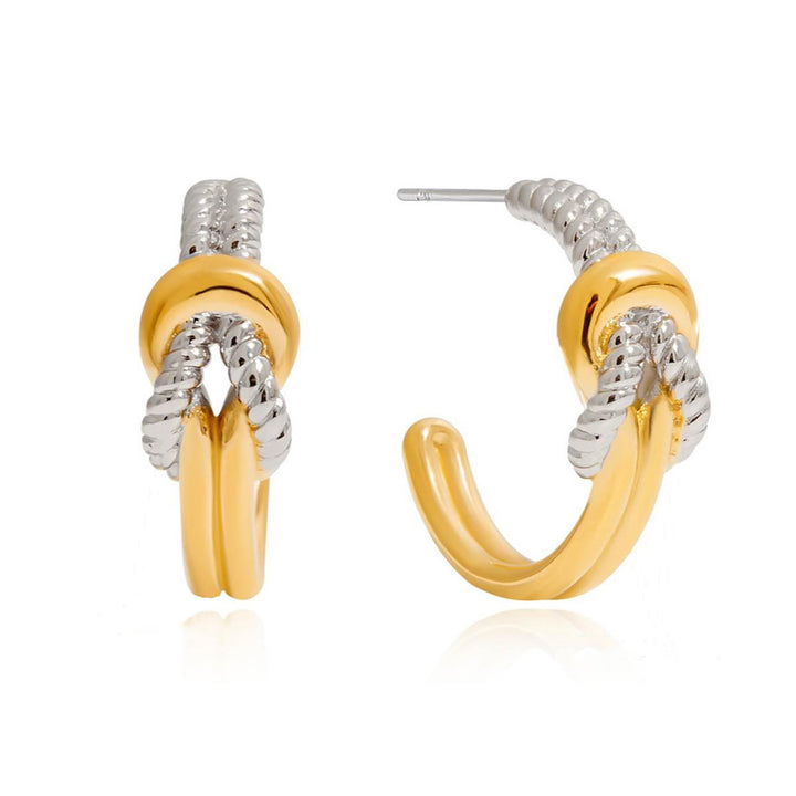 Agathe boucles d'oreilles creole deux tons noeux marine