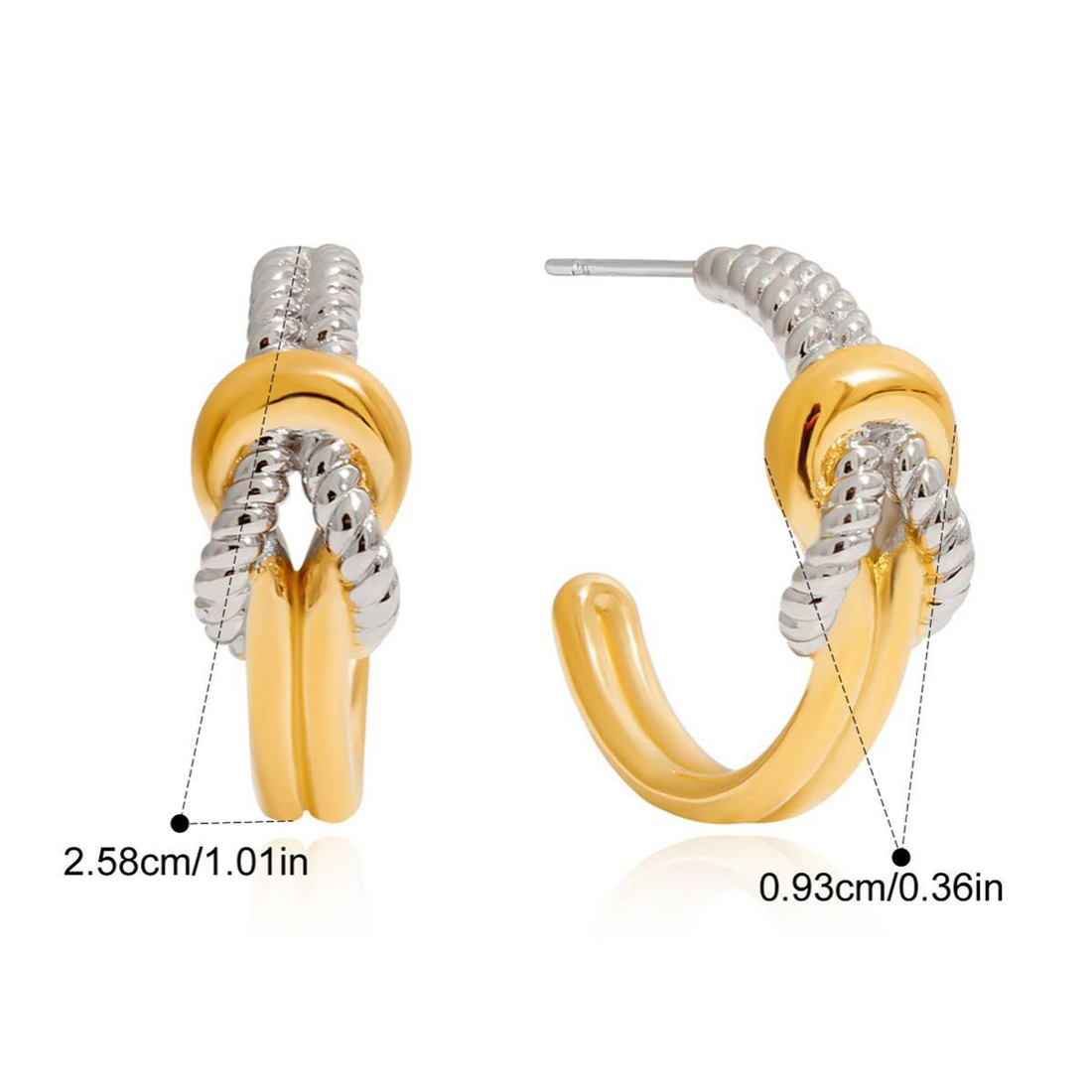 Agathe boucles d'oreilles creole deux tons noeux marine