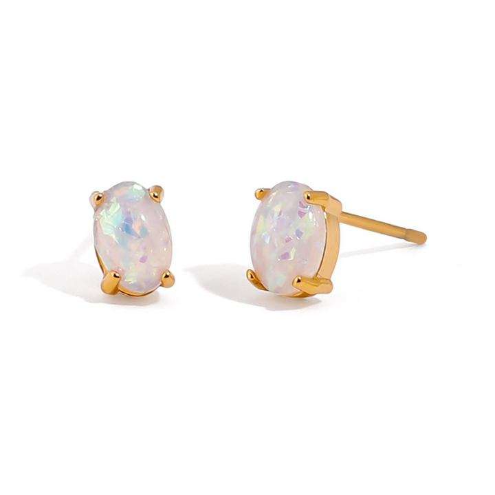 opaline, boucles d'oreilles classique, zircon couleur opale