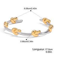 Charger l'image dans la galerie, Heloïse, bracelet solide deux tons vintage noeux
