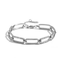 Load image into Gallery viewer, Yasmine, stainless steel chain bracelet with oval zircons
