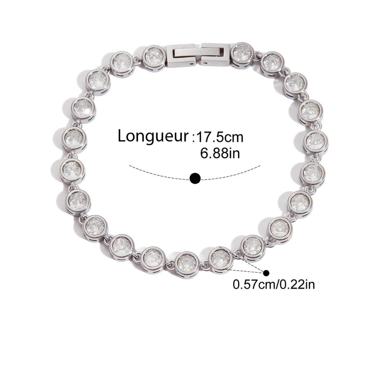 Shira, bracelet chaine avec cristaux blanc acier inoxydable