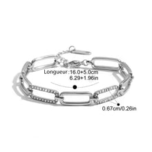 Load image into Gallery viewer, Yasmine, stainless steel chain bracelet with oval zircons
