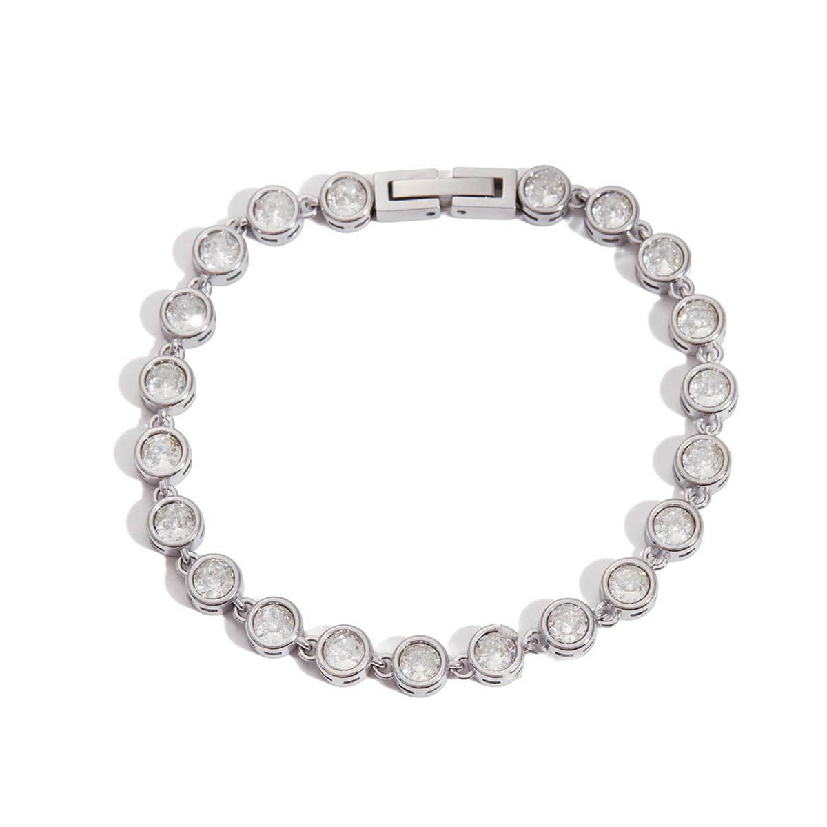 Shira, bracelet chaine avec cristaux blanc acier inoxydable
