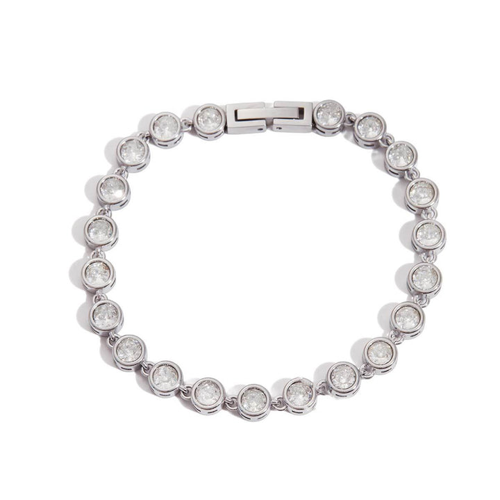 Shira, bracelet chaine avec cristaux blanc acier inoxydable