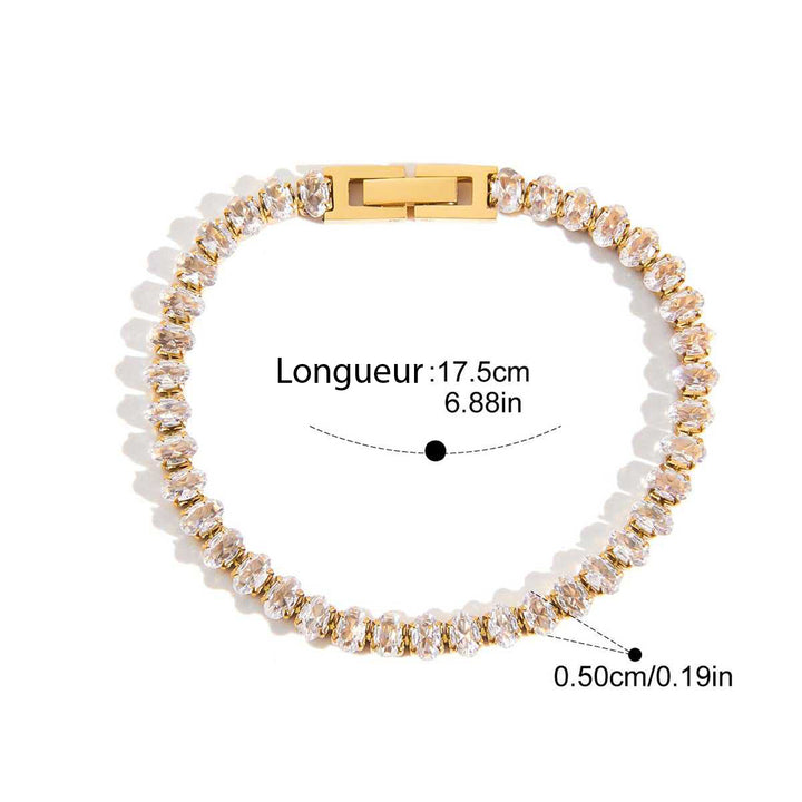 Crystal, bracelet chaine plaqué or 18 kt multi crystaux