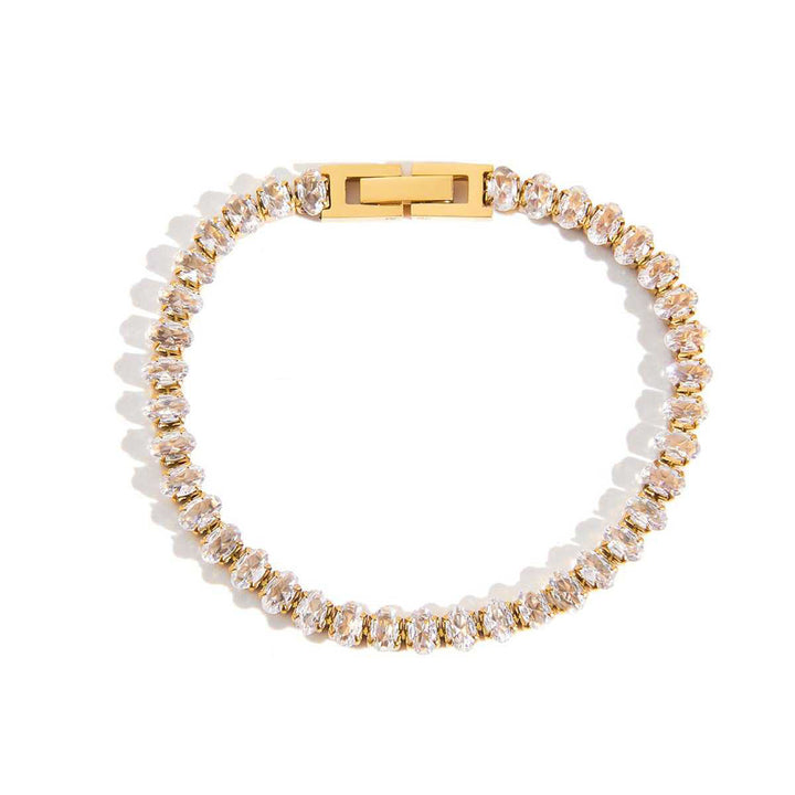 Crystal, bracelet chaine plaqué or 18 kt multi crystaux