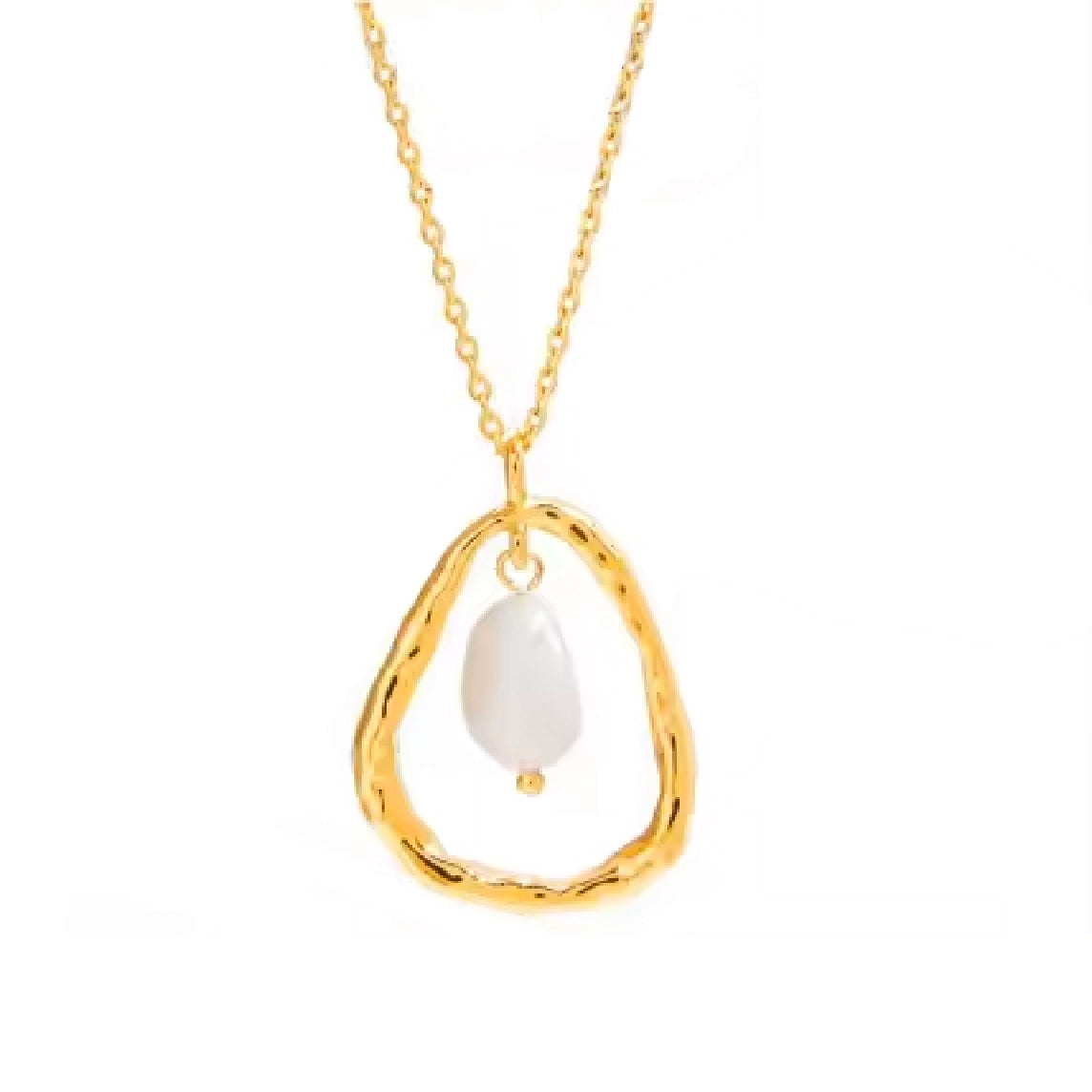 Corine, collier plaqué or 18 kt goute perle d'eau douce