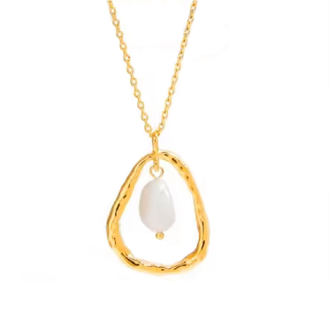 Corine, collier plaqué or 18 kt goute perle d'eau douce