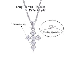 Charger l'image dans la galerie, Amelia, collier croix acier inoxydable zircons
