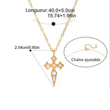 Charger l'image dans la galerie, Maria, collier chaine croix plaqué or 18 kt zircons
