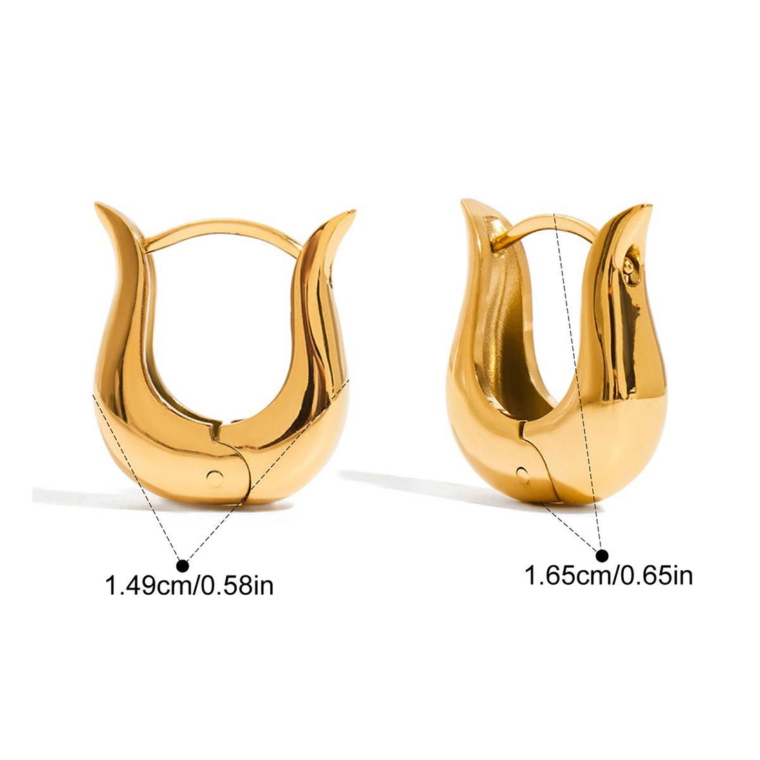Maria, anneaux plaqué  or 18 carat, en forme de U moderne, florale