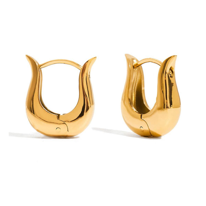 Maria, anneaux plaqué  or 18 carat, en forme de U moderne, florale