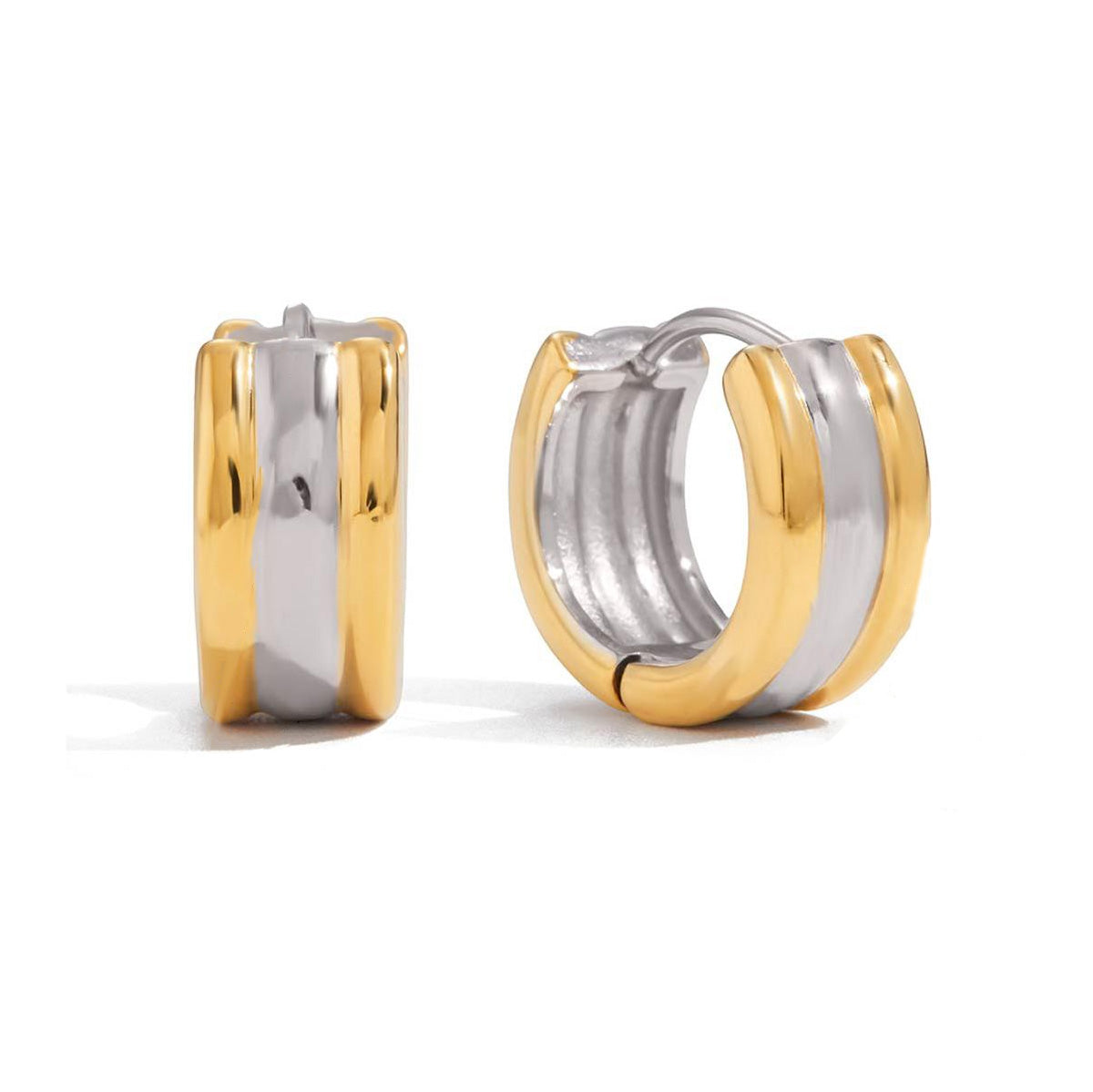Emma boucles d'oreilles anneaux mini large deux tons
