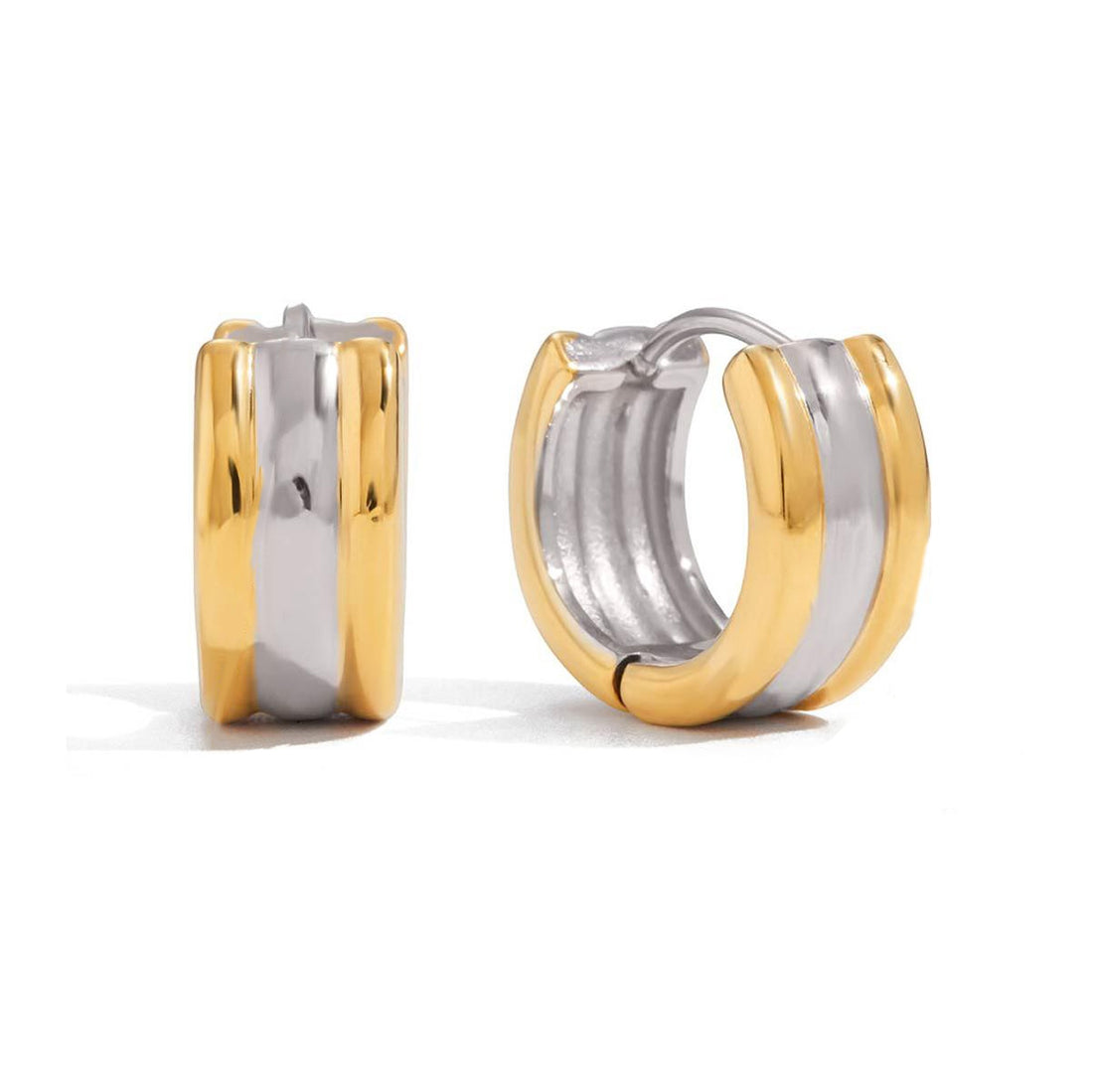 Emma boucles d'oreilles anneaux mini large deux tons