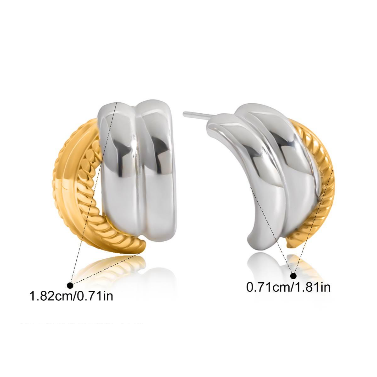Charlie, boucles d'oreilles deux tons, spirales rappées