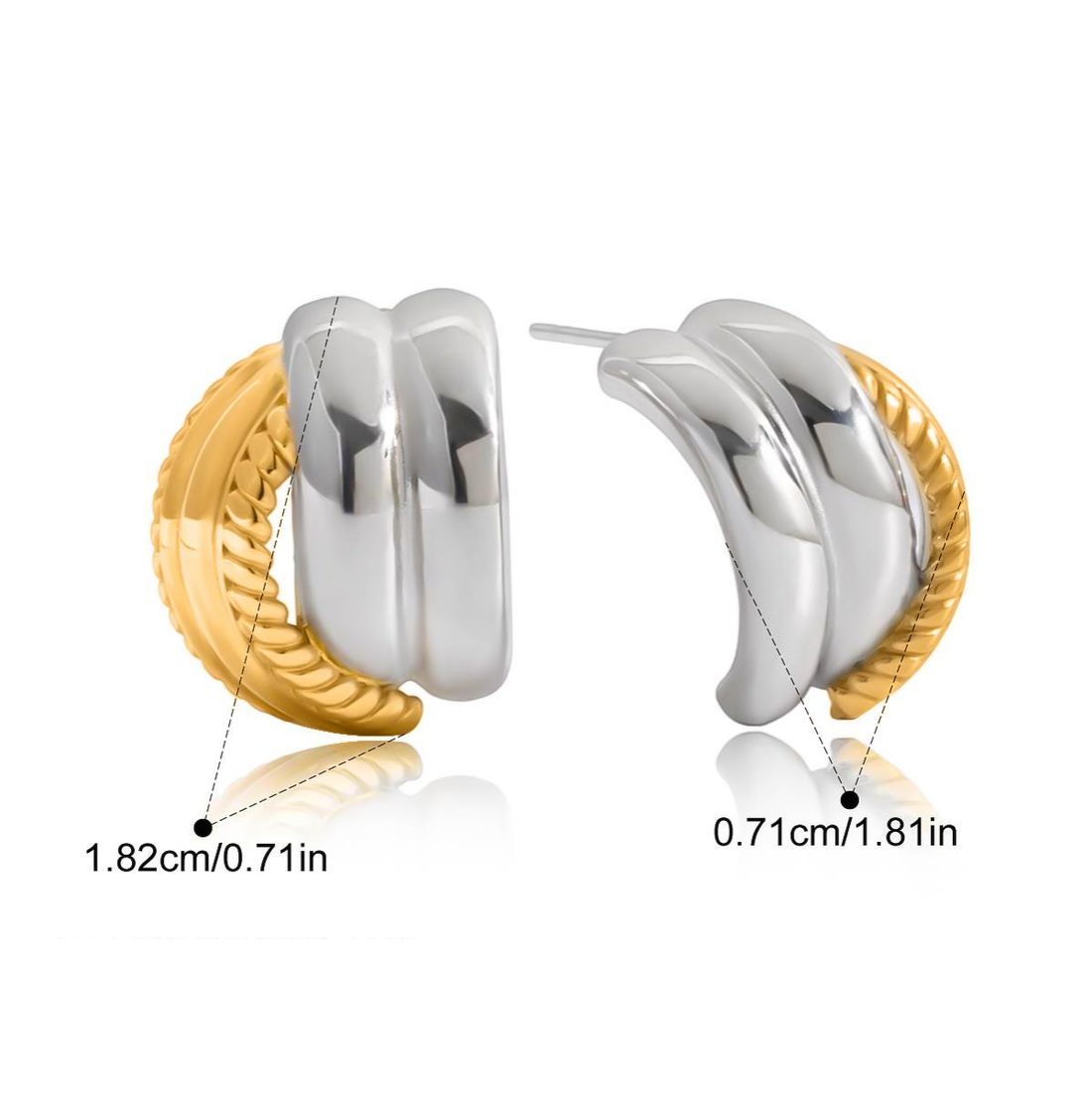 Charlie, boucles d'oreilles deux tons, spirales rappées
