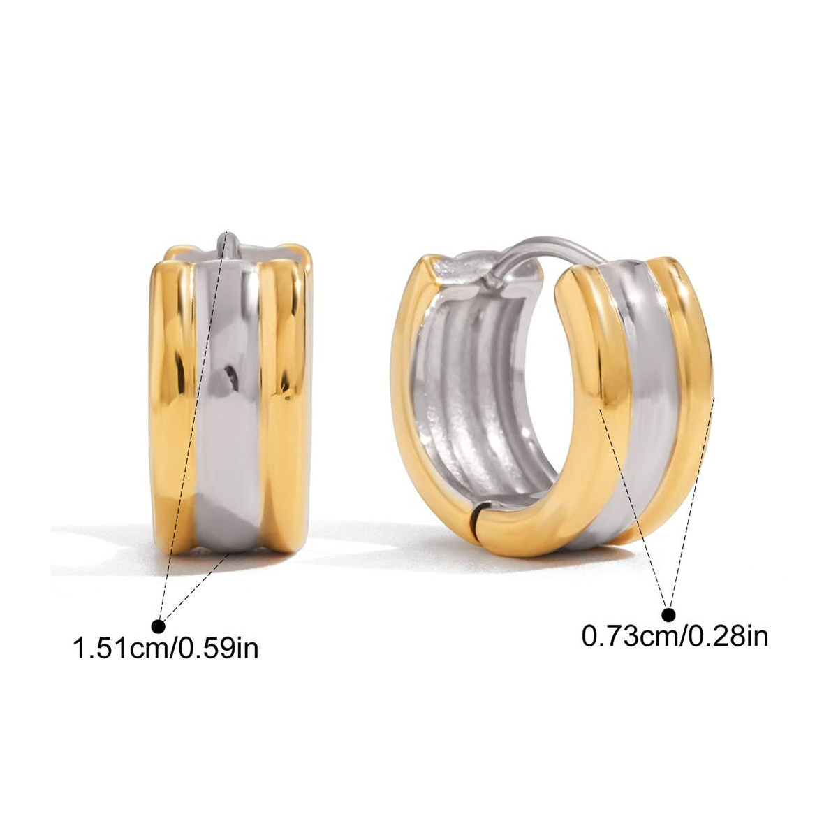 Emma boucles d'oreilles anneaux mini large deux tons