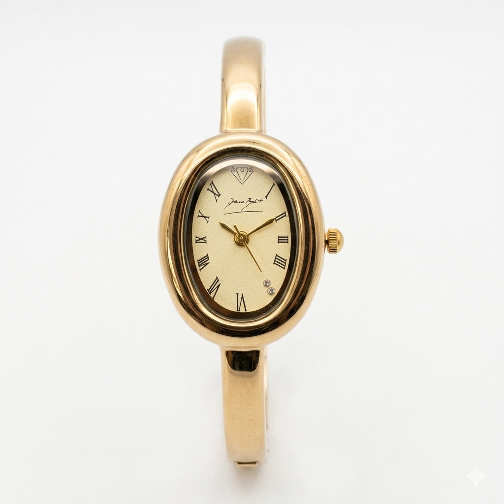 Montre ovale rétro finit or 18 carat