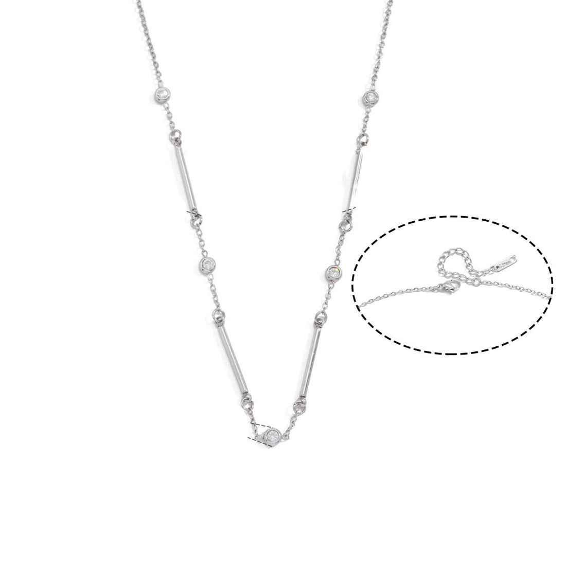 Amelie, collier acier inoxydable zircons