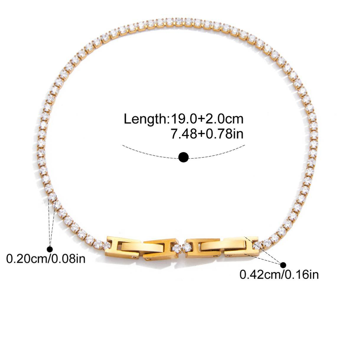 Apauline, bracelet tennis chaine multi zircons plaqué or 18 kt