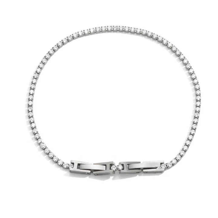 Apauline, bracelet tennis chaine multi zircons acier inoxydaable
