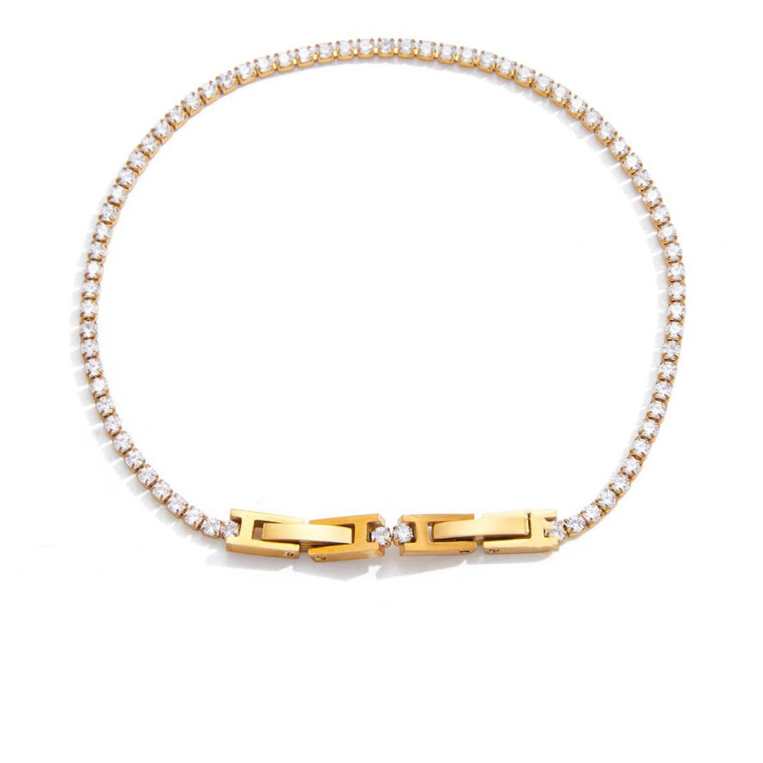 Apauline, bracelet tennis chaine multi zircons plaqué or 18 kt