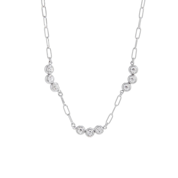Celia, collier chaine acier inoxydable zircons