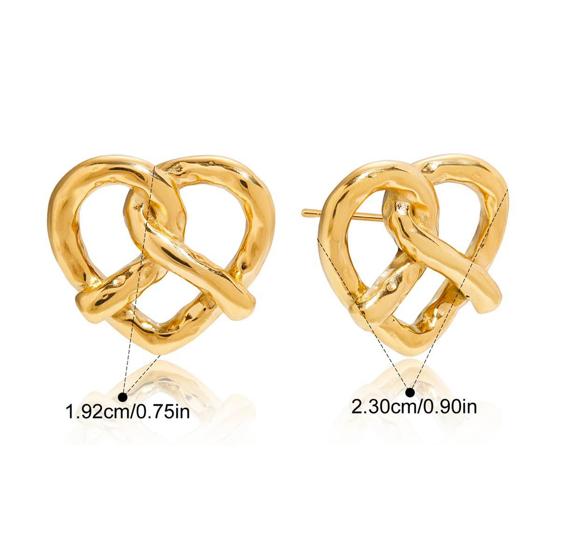 Pretzel , boucles d'oreilles fini or 18 carat, pretzel classic
