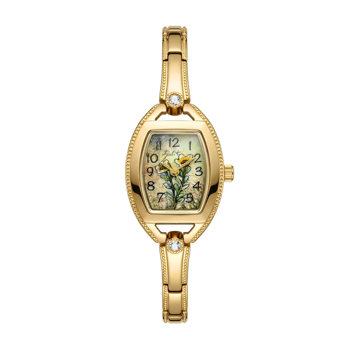 MONTRE RÉTRO/ FLEURS JAUNES
