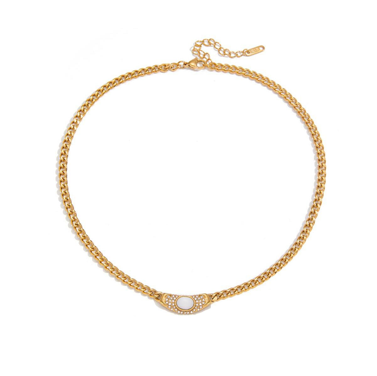 Lili, collier pierre blanche zircons