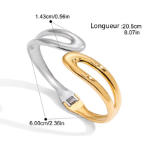 Charger l'image dans la galerie, Roseline, bracelet solid  acier inoxydable ressort deux tons

