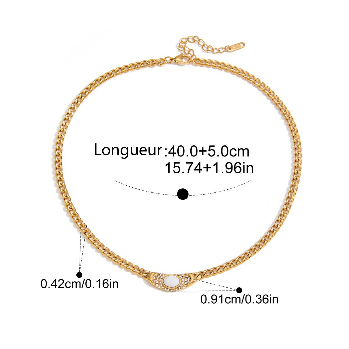Lili, collier pierre blanche zircons