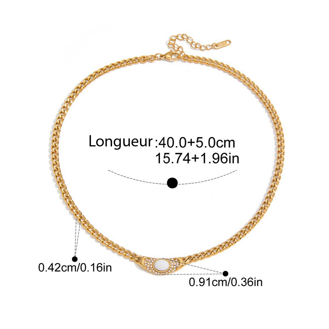 Lili, collier pierre blanche zircons