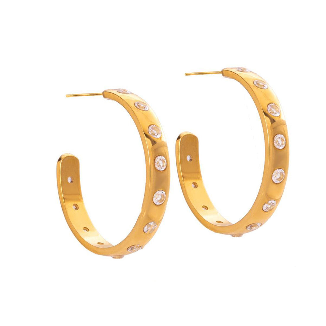 Jade boucles d'oreilles créole or et zircons