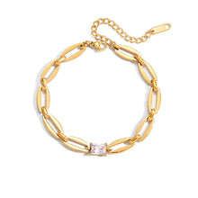 Charger l'image dans la galerie, Simone, bracelet chaine plaqué or 18 kt zircon rectangle
