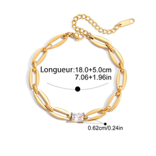 Charger l'image dans la galerie, Simone, bracelet chaine plaqué or 18 kt zircon rectangle
