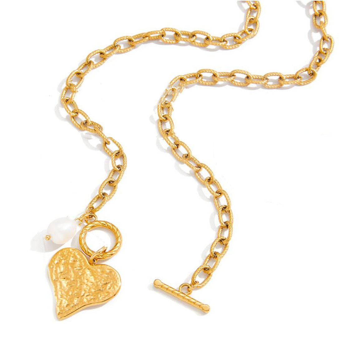 Sarah,collier pendentif  coeur martelé plaqué or 18kt